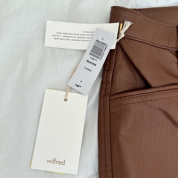 NWT ARITZIA WILFRED FREE BEATRIX FLARE PANT COGNAC VEGAN LEATHER - Picture 8 of 10